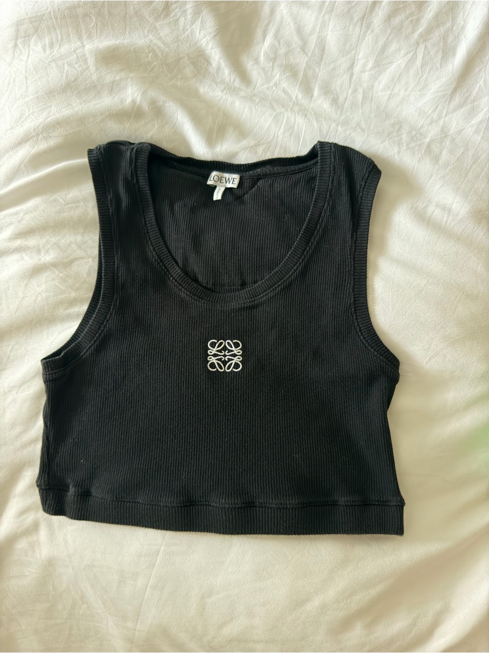 Loewe Black Ribbed Logo Crop Top